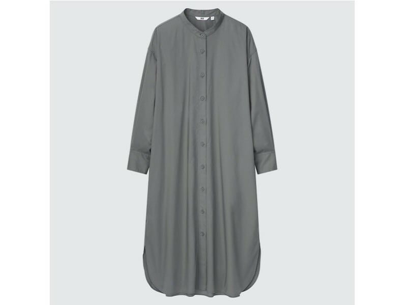 ユニクロ　コットンギャザーロングシャツワンピース　3990円（税込）