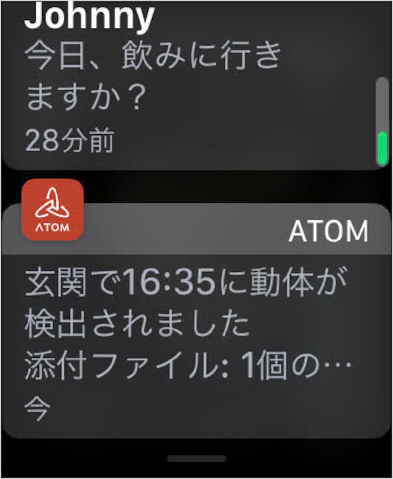 モーション検知に反応があると通知が来ます