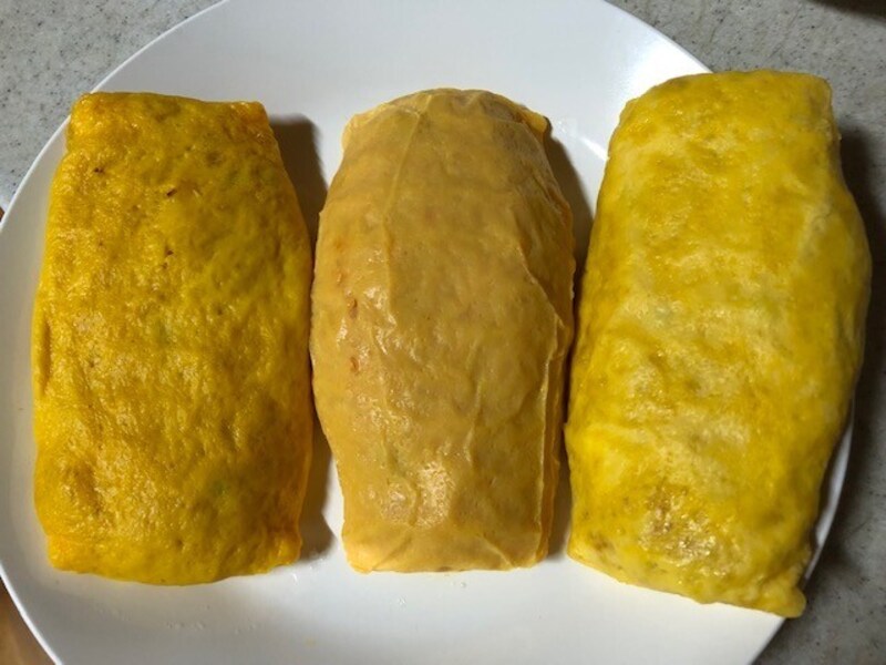 左から電子レンジ加熱、自然解凍、ボイル