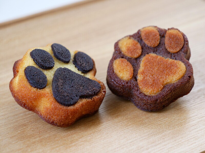 枇杷蜜を使っていない「肉球マドレーヌ プレーン、ココア 各150円(税込)」も人気