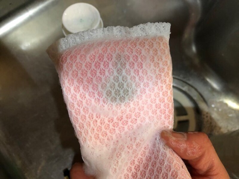 しっかり洗剤が付いている