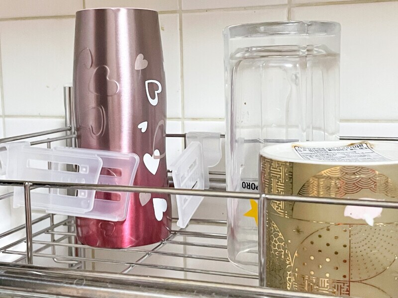 冷蔵庫ポケット仕切りで水筒を乾燥させる