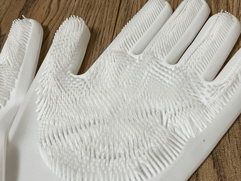 シリコンブラシ手袋のアップ
