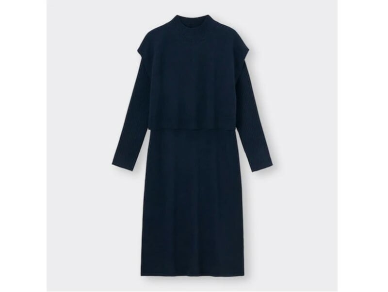 GU 3WAYレイヤードニットワンピース 2990円(税込)