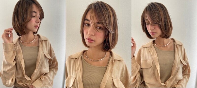 おすすめ2:長めバングの色っぽレイヤーボブ