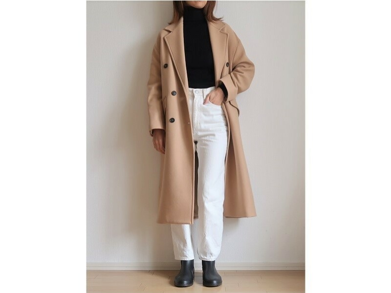 きれいめコートを合わせた大人コーデにも違和感なくフィット
