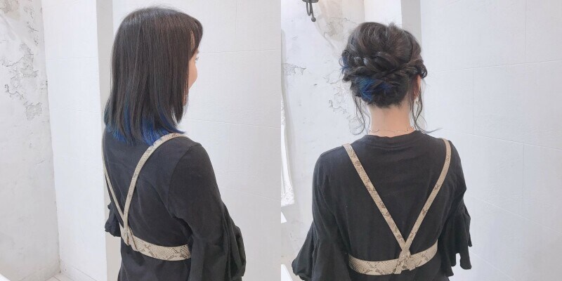 おすすめ3:ブルーグラデのゆるシニヨン