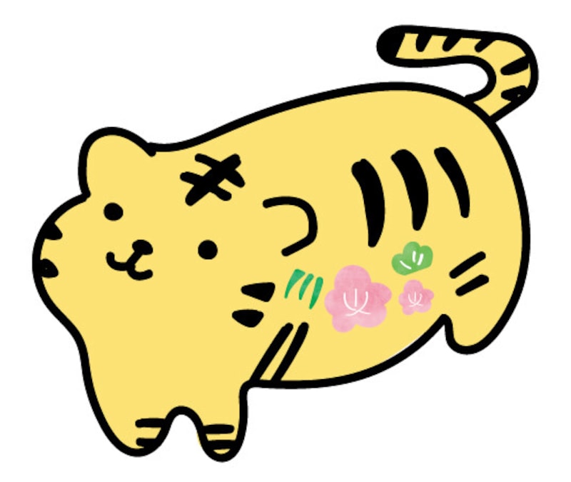 年賀状,イラスト,トラ,寅,虎,2022,無料,フリー,白黒