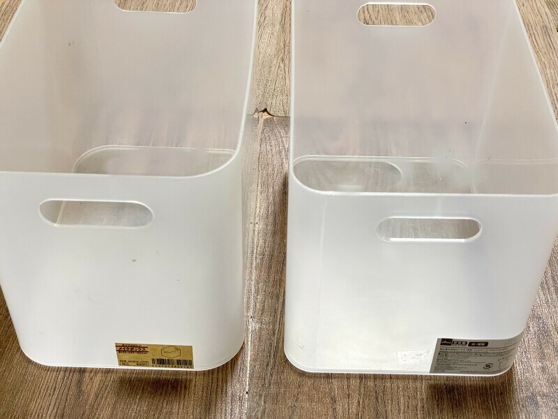 収納ボックス　左：無印良品、右：ダイソー