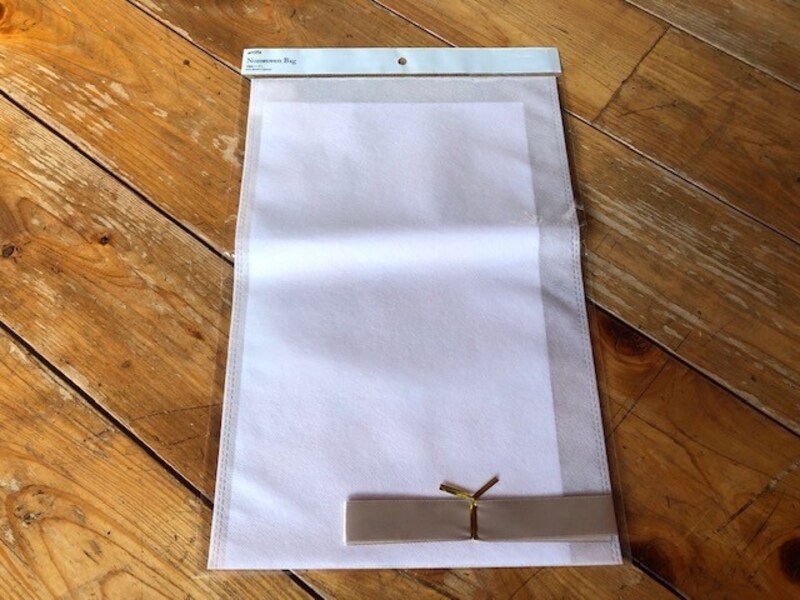 「不織布バック　L パステルカラーリボン付き」