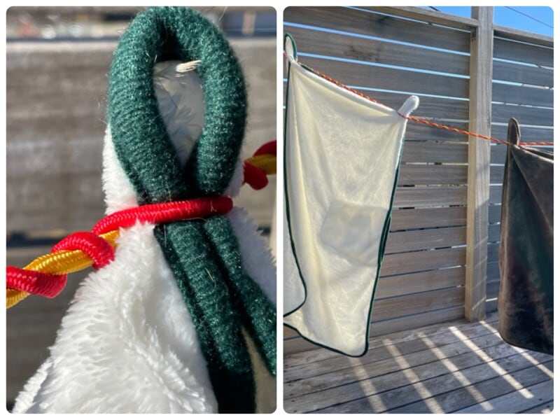 洗濯バサミを使わずに洗濯を干すことができるダイソーの洗濯ロープ