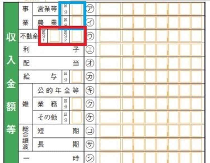 令和3年分　確定申告　収入欄抜粋　（出典：国税庁資料を筆者一部加工）