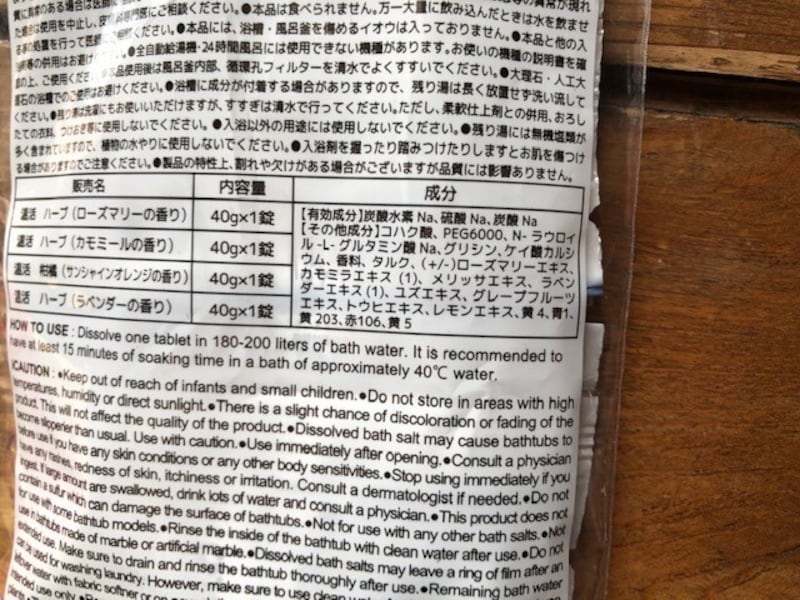 有効成分やその他の成分