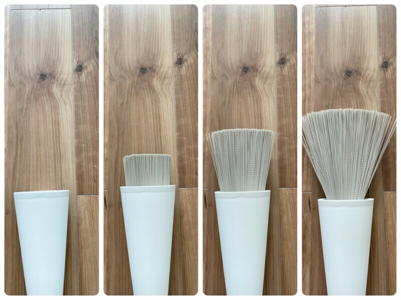 スライドさせるだけで3段階でほうきのスタイルを変えられるカインズの立つほうき