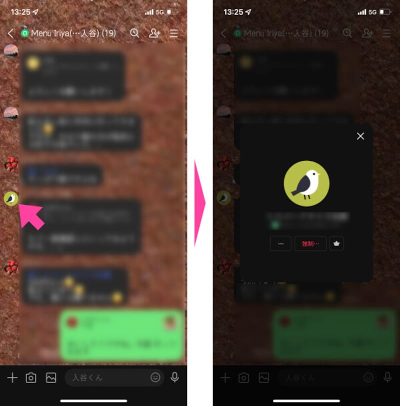 LINEの「友だち」ではないメンバーの「アイコン」画像をタップしても、相手のLINEアカウントを知ることができず、「友だち」として追加することもできない