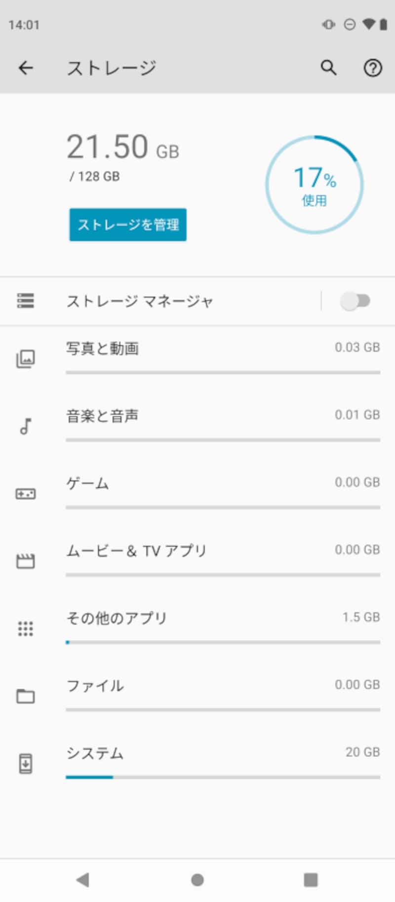 ストレージは128GB