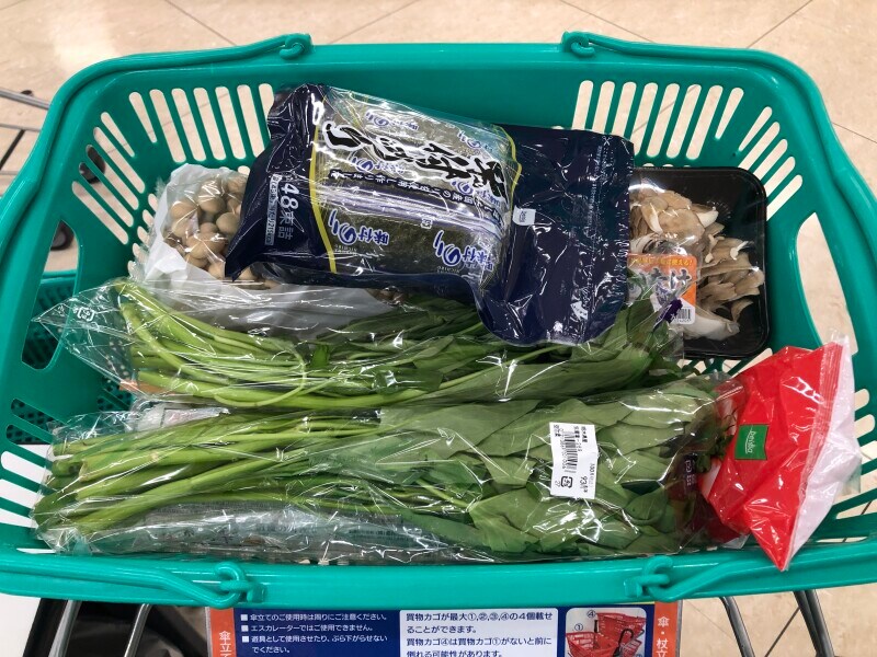 これだけの量の食品がワークマンの「撥水2WAYポケッタブルライトトート」に入る