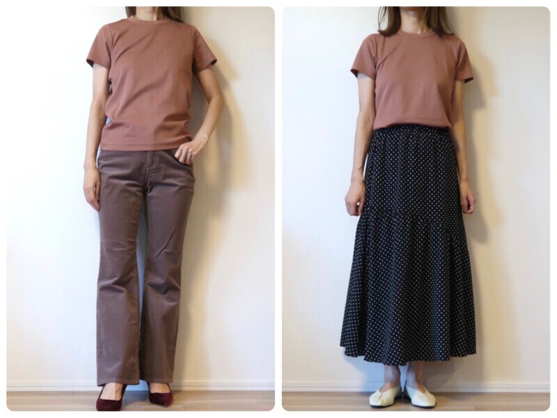 クルーネックTの柔らかいブラウンのような新色「ピンク」が買い！