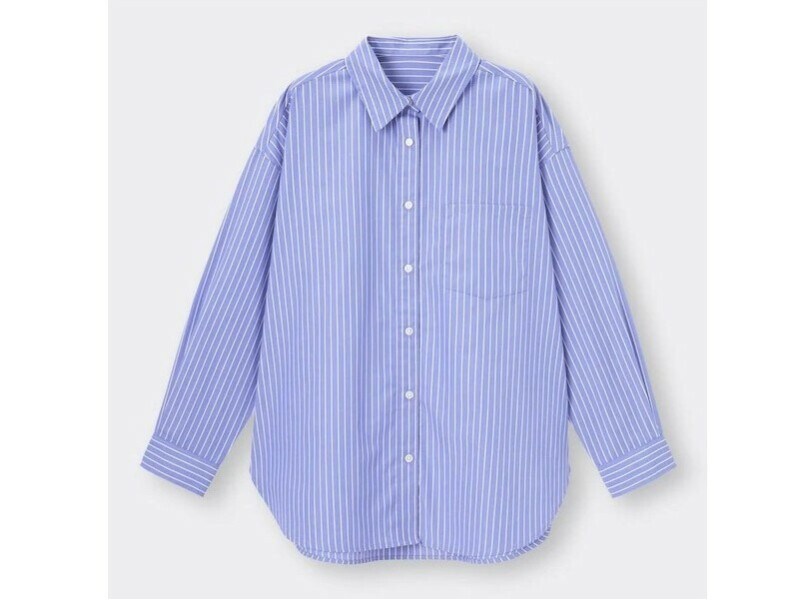 ジーユー ストライプオーバーサイズシャツ 1990円(税込)