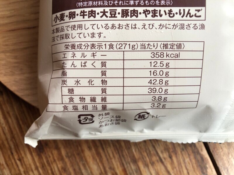 ローソンの「豚玉お好み焼」のカロリー・栄養成分表示