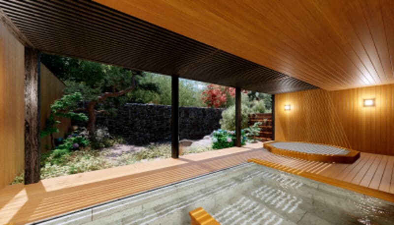 檜の半露天風呂