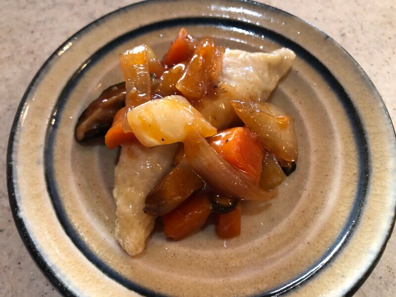 野菜のケチャップ炒めをトッピング