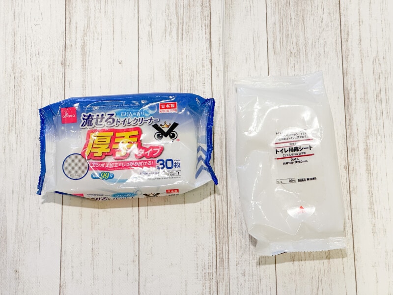 （左）ダイソー・（右）無印良品のトイレクリーナーシート