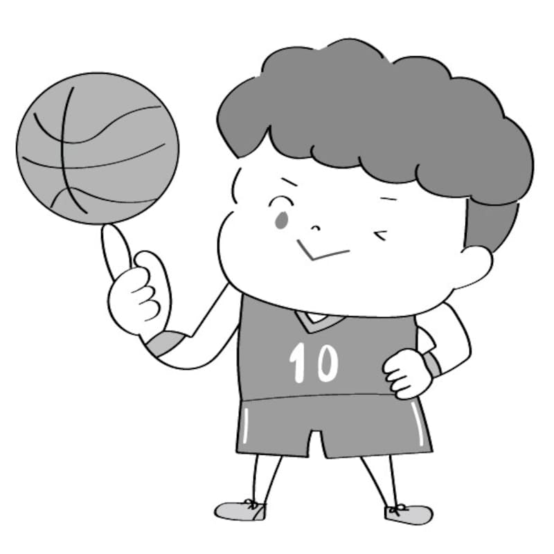 イラスト,無料,球技,バスケットボール,スポーツ,部活動,習い事,モノクロ
