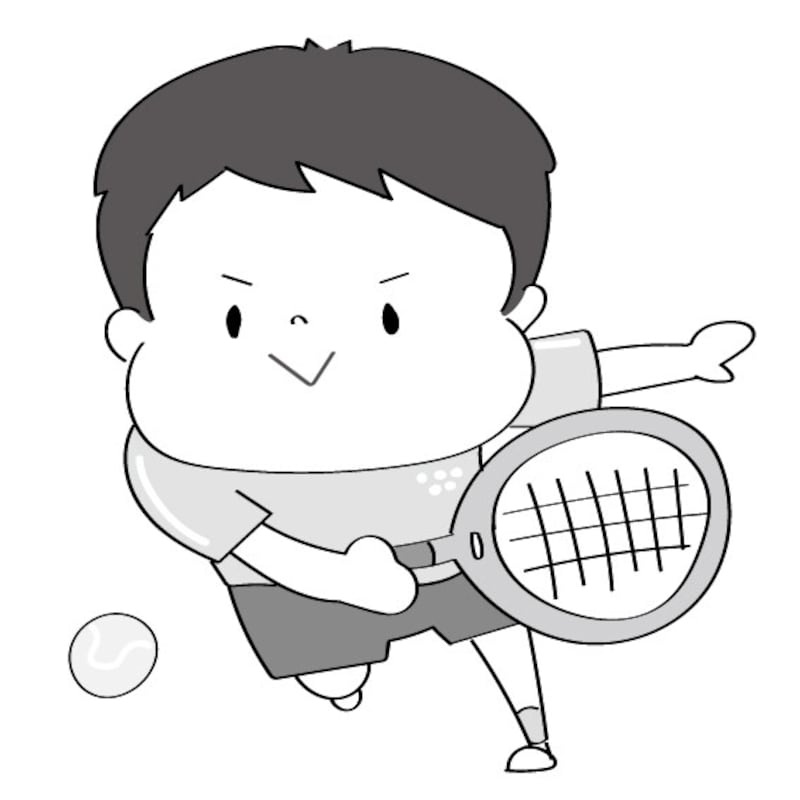 イラスト,無料,球技,テニス,スポーツ,部活動,習い事,モノクロ