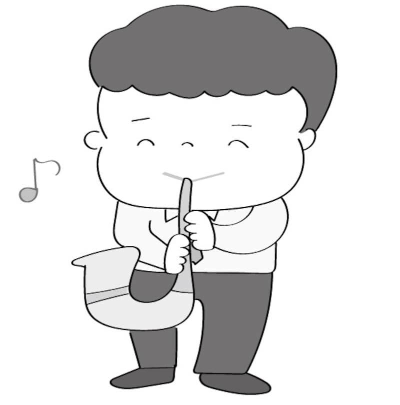 イラスト,無料,吹奏楽,楽器,ジャズ,部活動,習い事,モノクロ