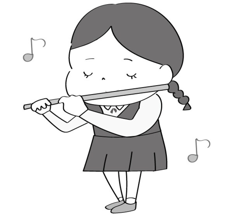 イラスト,無料,吹奏楽,楽器,ジャズ,部活動,習い事,モノクロ