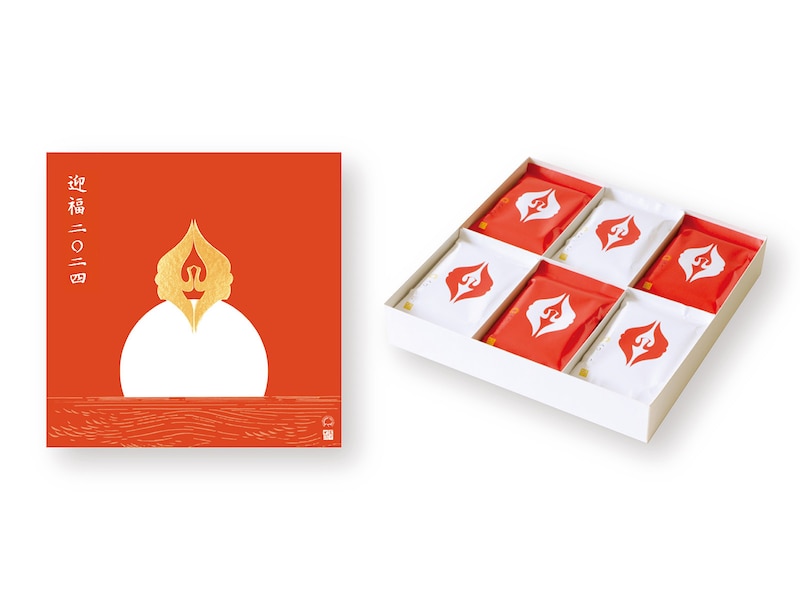 銀座あけぼの「二〇二四餅」（1箱＜黒豆おかき・三島豆・梅ざらめ・ゆず醤油各1個×6袋、長寿海老・重ね松・海老巻・亀甲各1個×6袋＞、税込2376円）