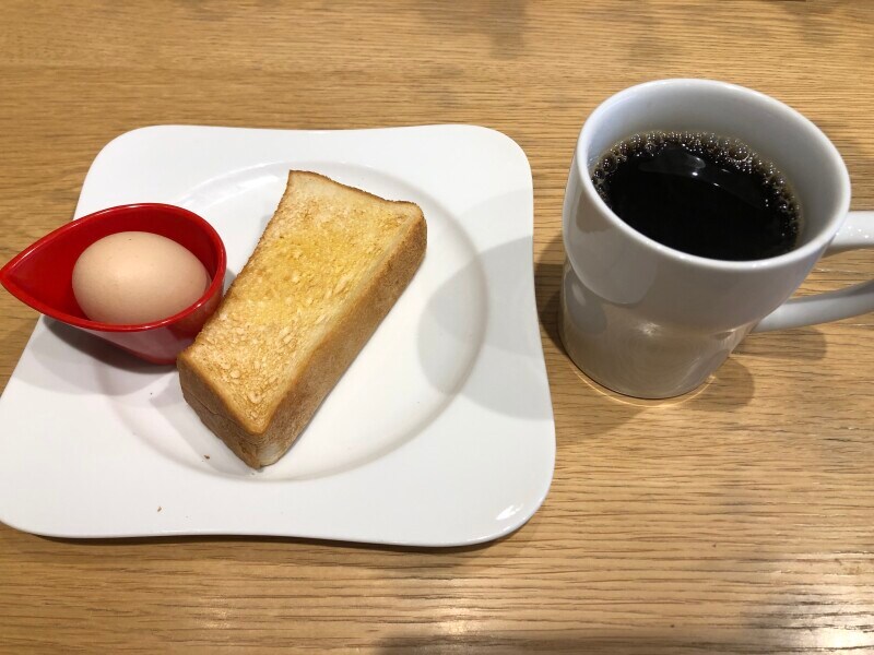 むさしの珈琲の「厚切りトースト+ゆで玉子」