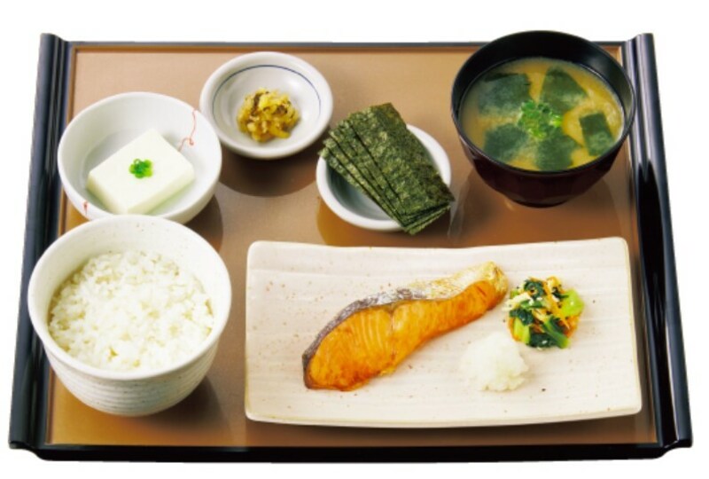 しゃけの塩焼朝食