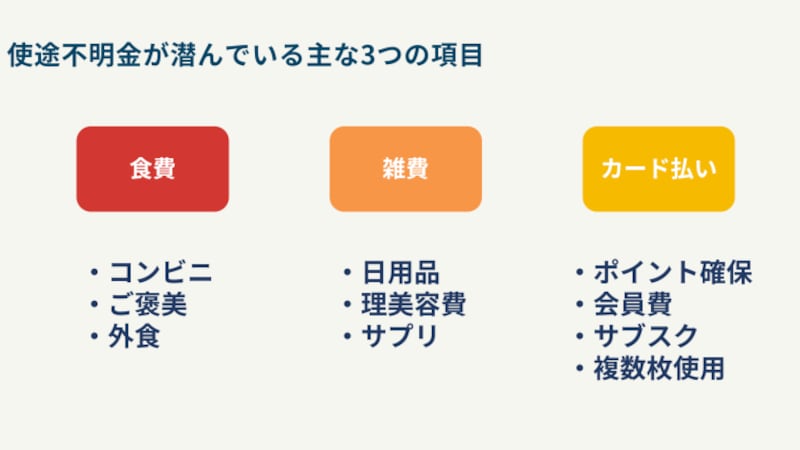 使途不明金が潜む「食費」「雑費」「カード払い」