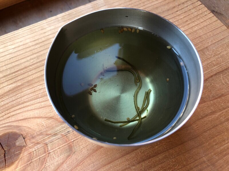 牛角の「やみつきになる！丸ごと塩オクラ」のつゆ