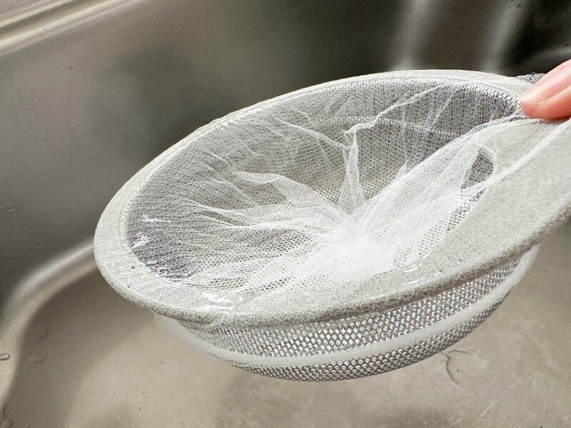 排水口バスケットにネット