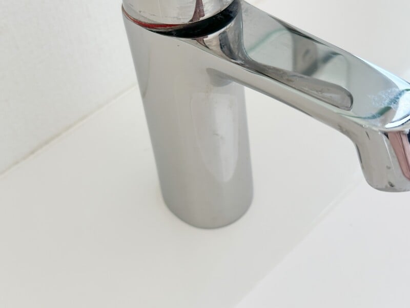 洗えるキッチンペーパーだけで磨いた水栓