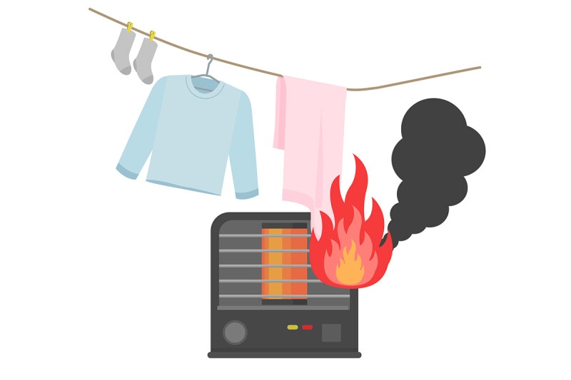 洗濯物が原因で発火