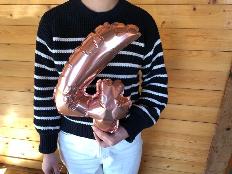 ピンクの色合いが可愛い数字の風船