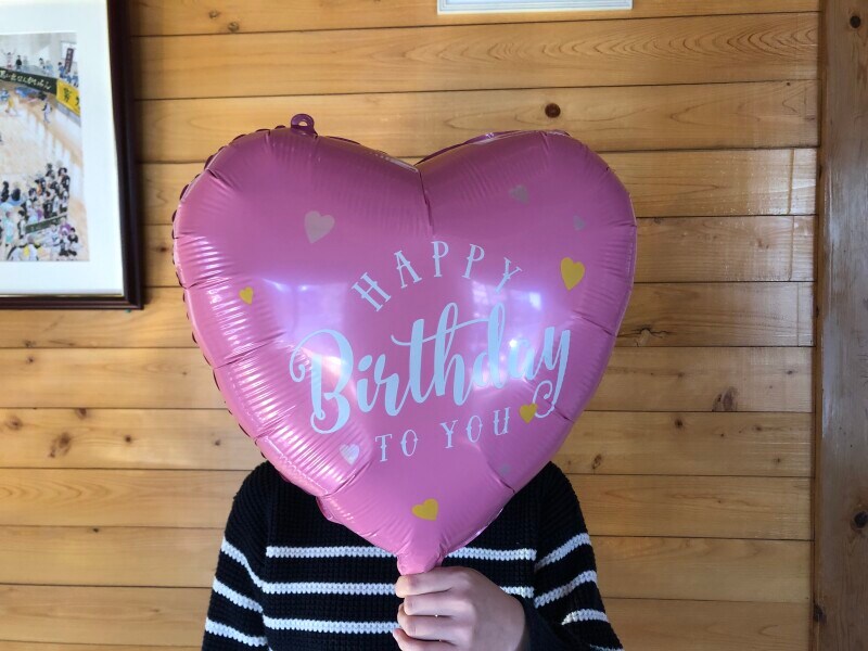 「フィルムバルーン（ハート、HappyB、ヘリウム非対応）」を膨らました状態