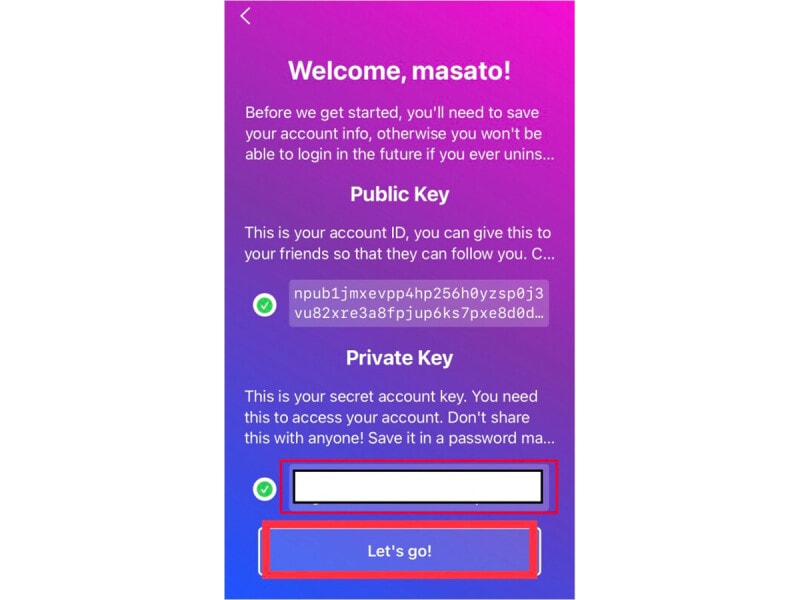 「Let’s go!」をタップ