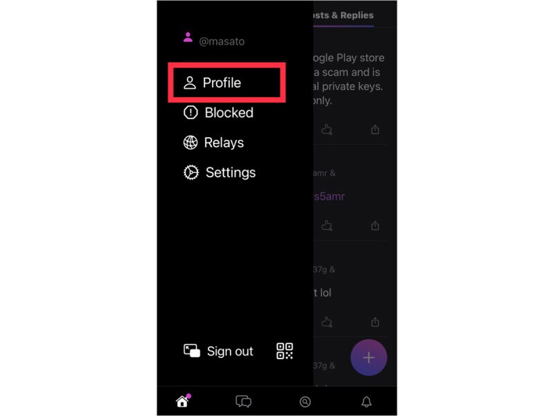 「Profile」をタップ