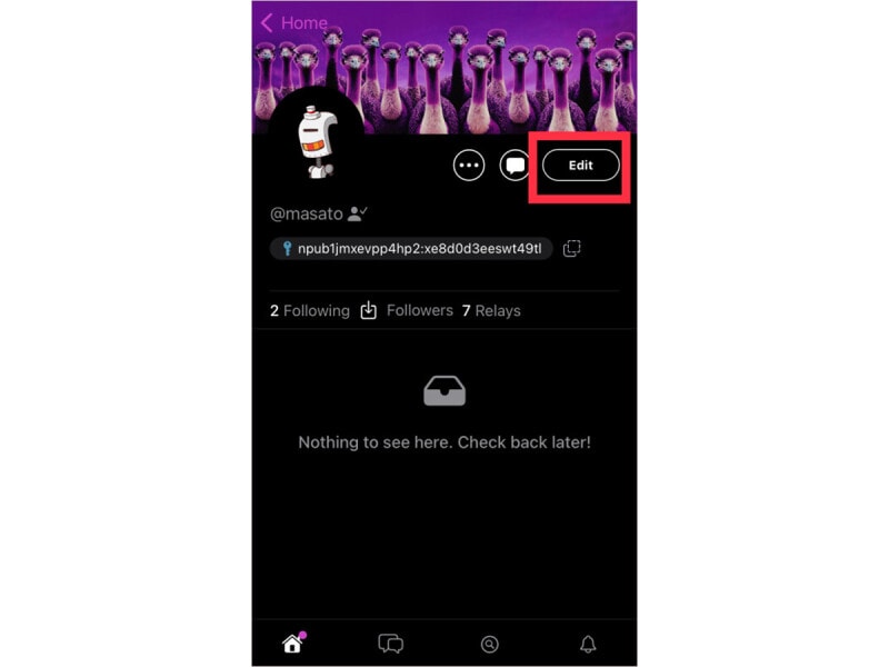 「Edit」をタップ