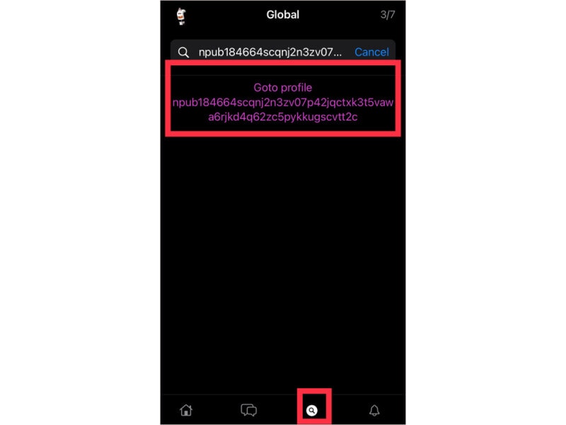 「Goto profile」をタップ
