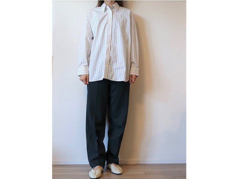 【NGコーデ】筒が太いパンツなので、オーバーサイズのトップスだとバランスが難しいことも