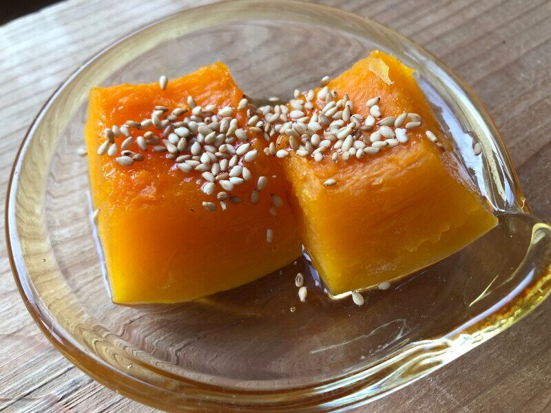 業務スーパーの「メープルシロップ」を使用したかぼちゃの煮物