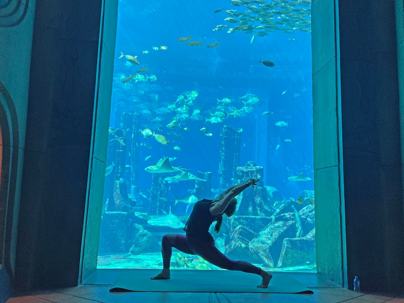 アトランティス・ザ・パームのロストチェンバー水族館での朝ヨガ