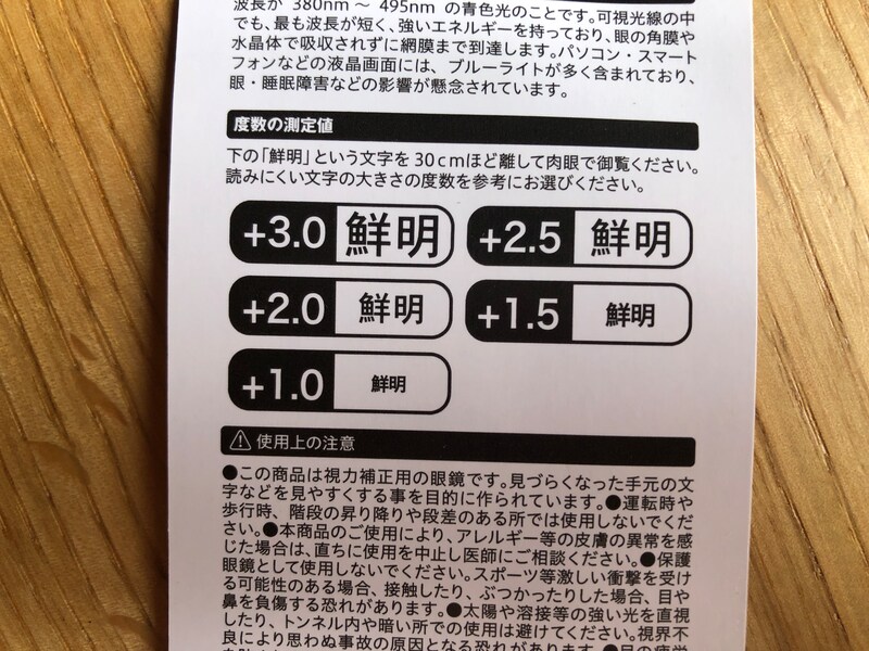 自分に合った度数は、パッケージにある度数の測定値で確認可能