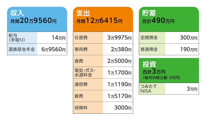 相談者「くじらとまと」さんの家計収支データ
